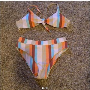 romwe striped bikini size small
